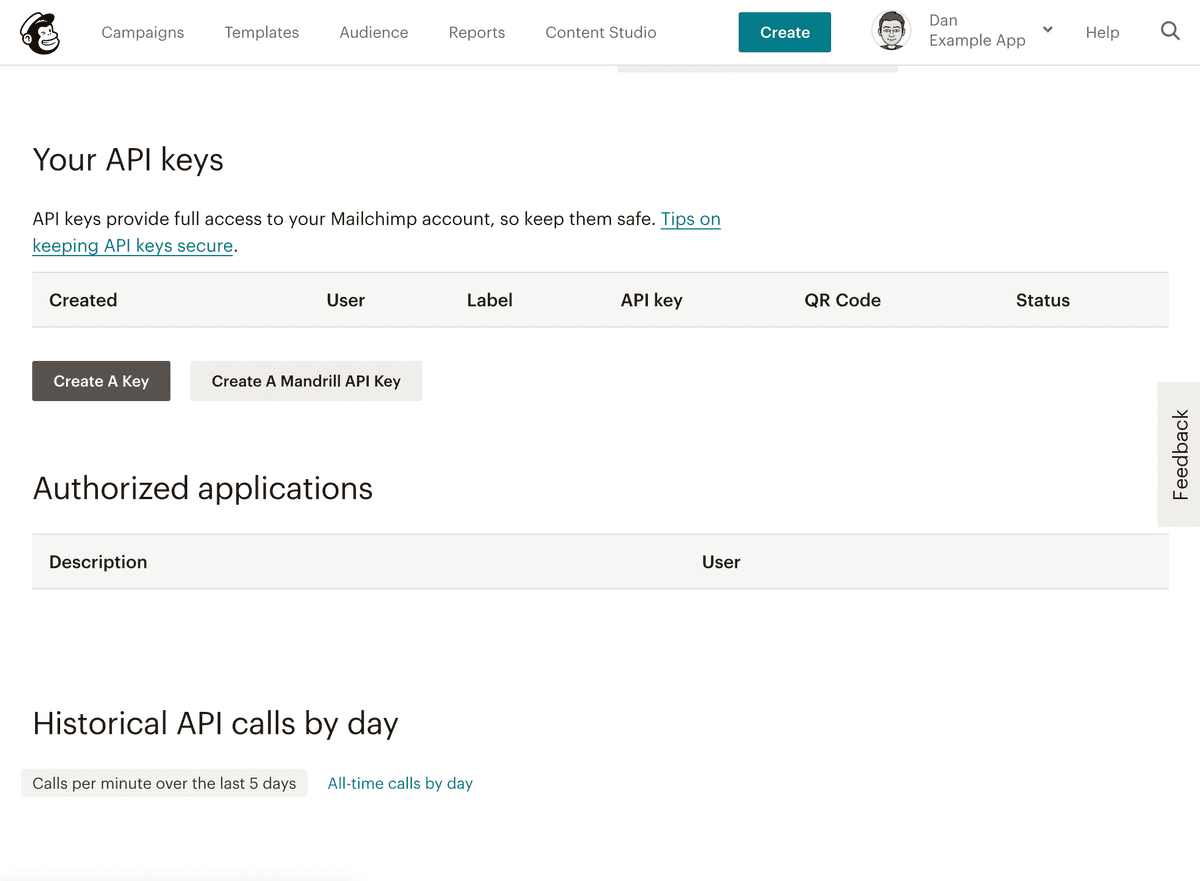 Mailchimp API Playground: Enter API token